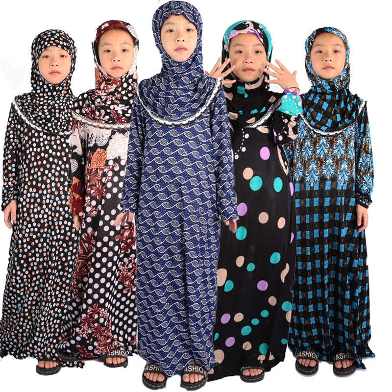 Middle Eastern Islamic Floral Cloth Kids Prayer Robe