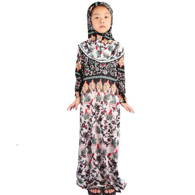 Middle Eastern Islamic Floral Cloth Kids Prayer Robe