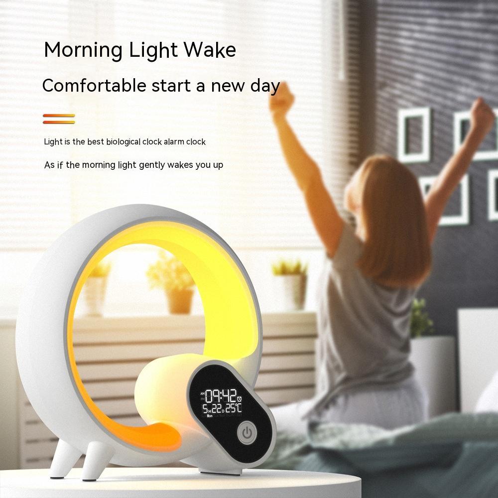 Q Light Analog Sunrise Digital Display Alarm Clock Bluetooth Audio Intelligent Wake-up Q Colorful Atmosphere Light