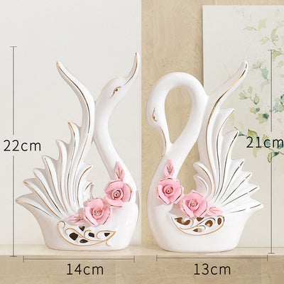 Swan Ornaments Ceramic Home Accessories Ornaments