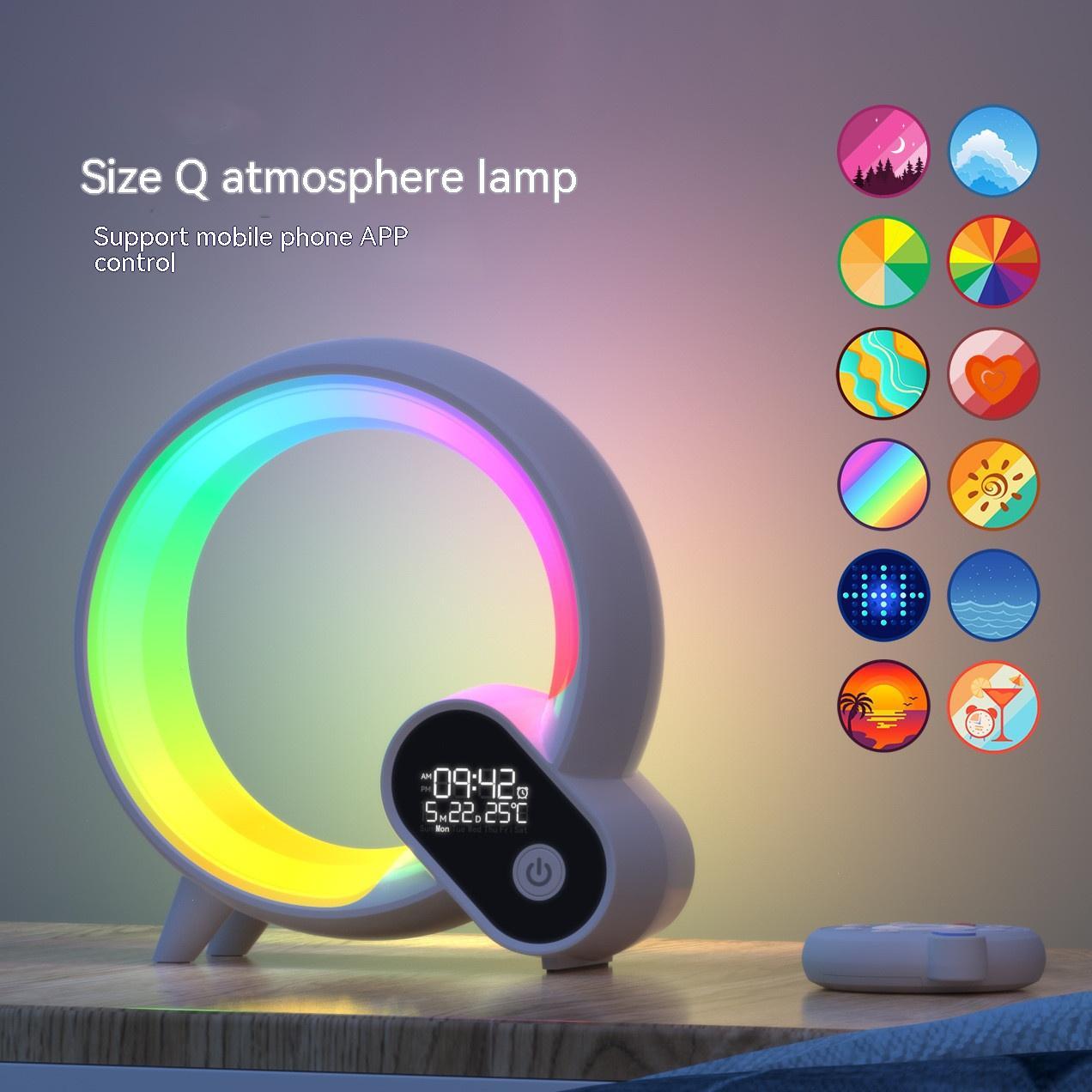 Q Light Analog Sunrise Digital Display Alarm Clock Bluetooth Audio Intelligent Wake-up Q Colorful Atmosphere Light